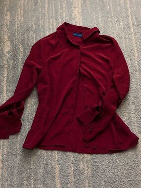 Karen Scott Button-Front Long Sleeve Shirt - Deep Burgundy